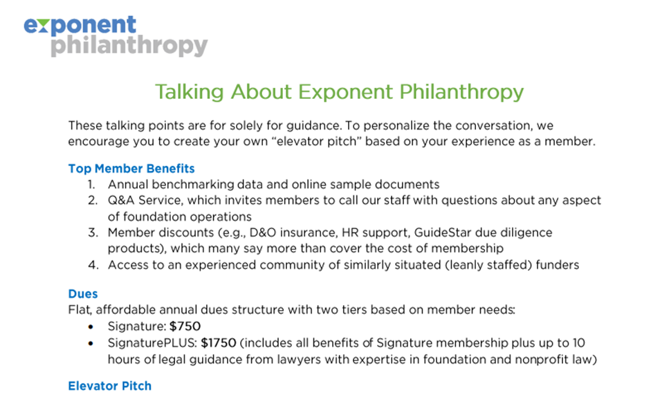 Talking About Exponent Philanthropy